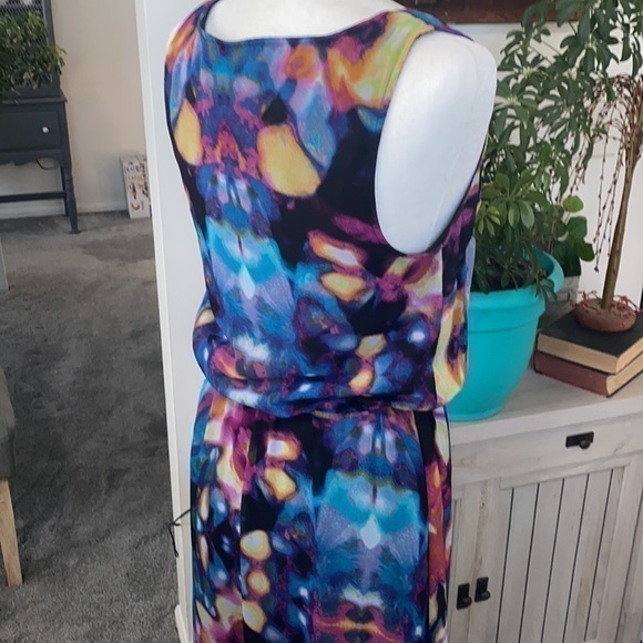 Midnight Aurora Tie-Dye Watercolor Abstract High Low Bohemian Whimsical Dress - Picture 7 of 17